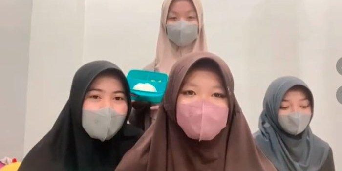 Tangkapan layar video viral santri UIN protes diberi makanan basi (sumber tiktok: mimshw03)