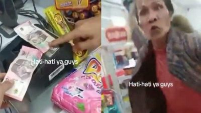 Pembeli di minimarket ngotot bayar pake uang mainan
