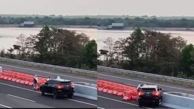 Aksi mobil Fortuner putar balik di jalan tol (ig: memomedsos)