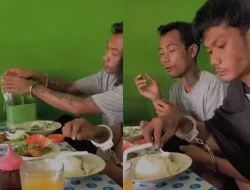 Video Viral 2 Pencuri Ditraktir Makan Polisi Dalam Kondisi Tangan Diborgol