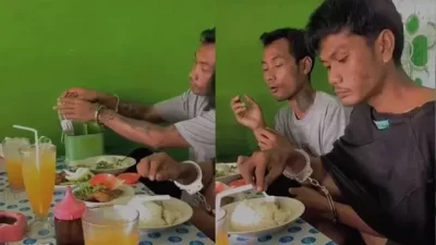 Dua orang pencuri ditraktir makan oleh polisi